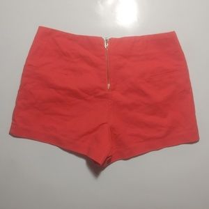 Bershka Coral Zip Shorts